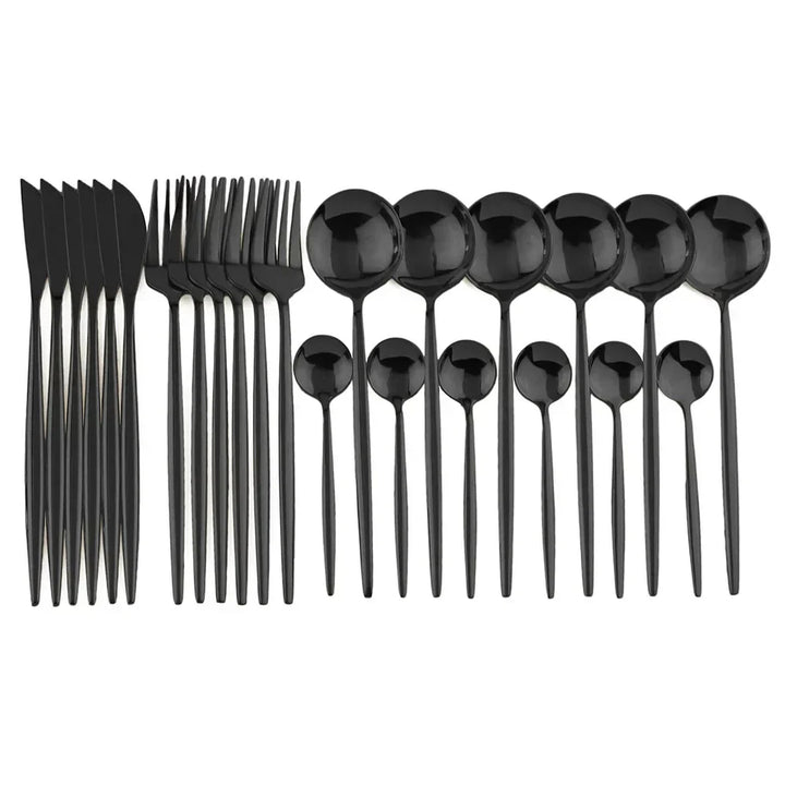 Luxury Black-Gold Stainless Steel Cutlery Set - for Elegant Meals Kalsten