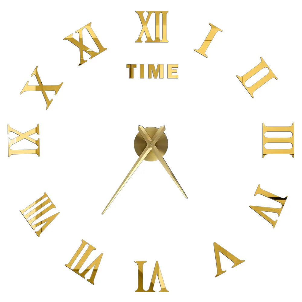 Large Wall Clock DIY 3D Self-adhesive Mirror Acrylic Wall Clock for Kitchen Dining Room Living Room Creative Home Decor | Karnz
