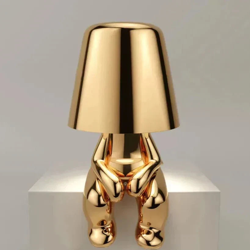 Golden Man LED Thinking Table Lamp – Playful Nightstand Lamp for Bedroom & Decor | Kalsten