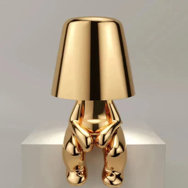 Golden Man LED Thinking Table Lamp – Playful Nightstand Lamp for Bedroom & Decor | Kalsten