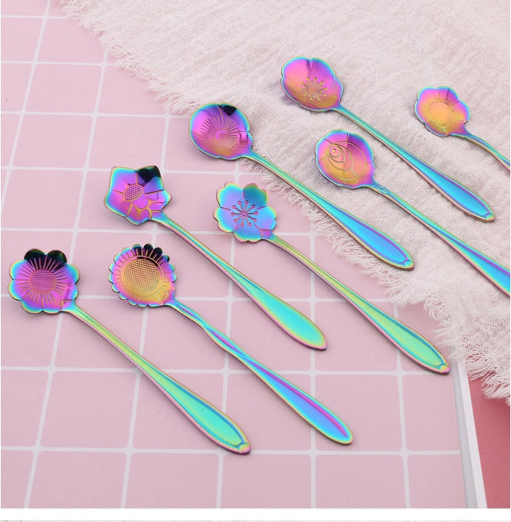 Kalsten | 8-piece stainless steel teaspoon set with flower design