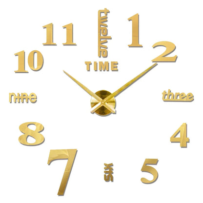 Large Wall Clock DIY 3D Self-adhesive Mirror Acrylic Wall Clock for Kitchen Dining Room Living Room Creative Home Decor | Karnz