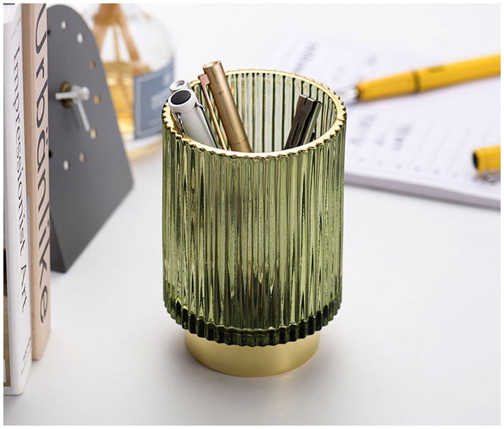 Kalsten | Elise Gold Foil Glass Makeup Halter & Organizer