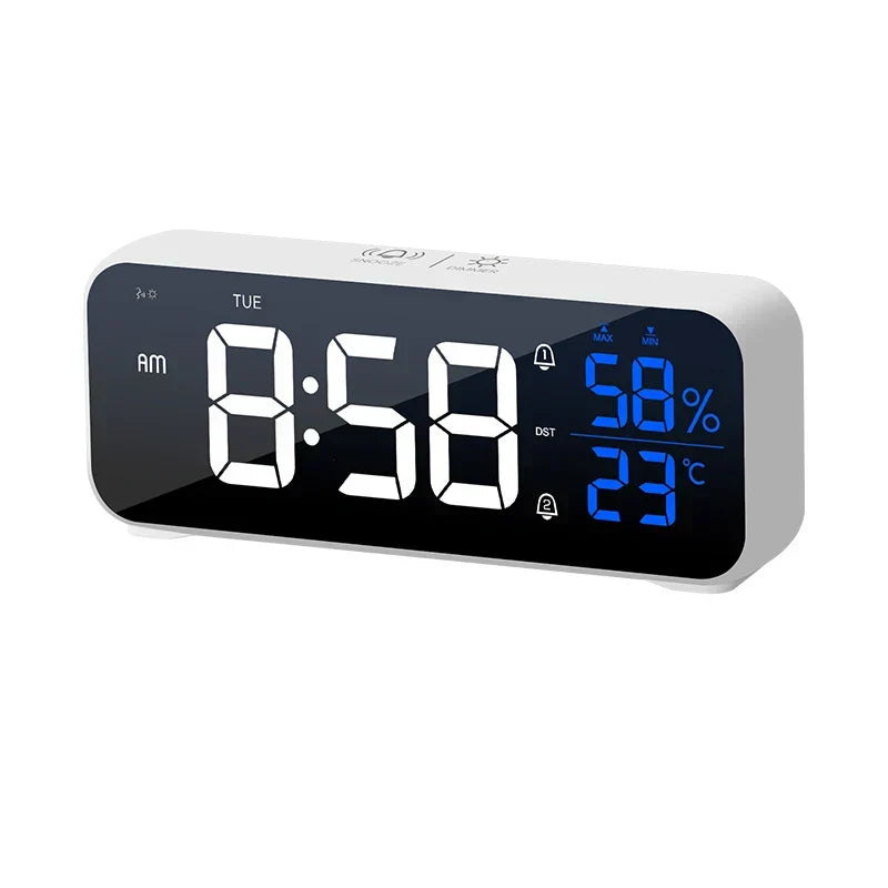 Multipurpose Musical LED Desk Clock with Alarm Function, Temperature and Humidity Display – Digital Clock for Desk and Bedroom | Kalsten