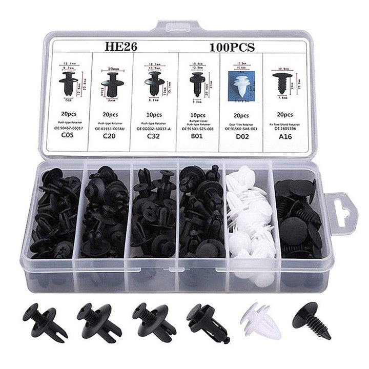 100pcs Auto Fastener Pin Rivet Bumper Car Clip Kit | Kalsten