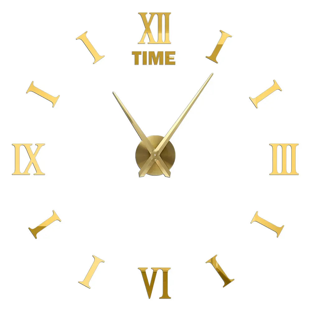 Large Wall Clock DIY 3D Self-adhesive Mirror Acrylic Wall Clock for Kitchen Dining Room Living Room Creative Home Decor | Karnz