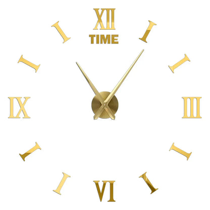 Large Wall Clock DIY 3D Self-adhesive Mirror Acrylic Wall Clock for Kitchen Dining Room Living Room Creative Home Decor | Karnz