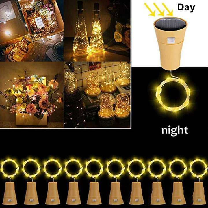 Solar-Powered Bottle Cork String Lights | Kalsten