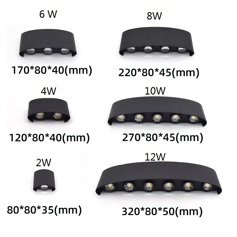 LED Wall Lamp Outdoor Waterproof Up And Down Luminous Lighting Garden Decoration AC85-265V Wall Lights for Bedroom Living Room | Kalsten