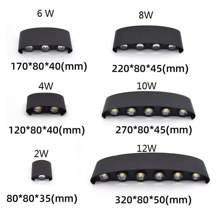 LED Wall Lamp Outdoor Waterproof Up And Down Luminous Lighting Garden Decoration AC85-265V Wall Lights for Bedroom Living Room | Kalsten