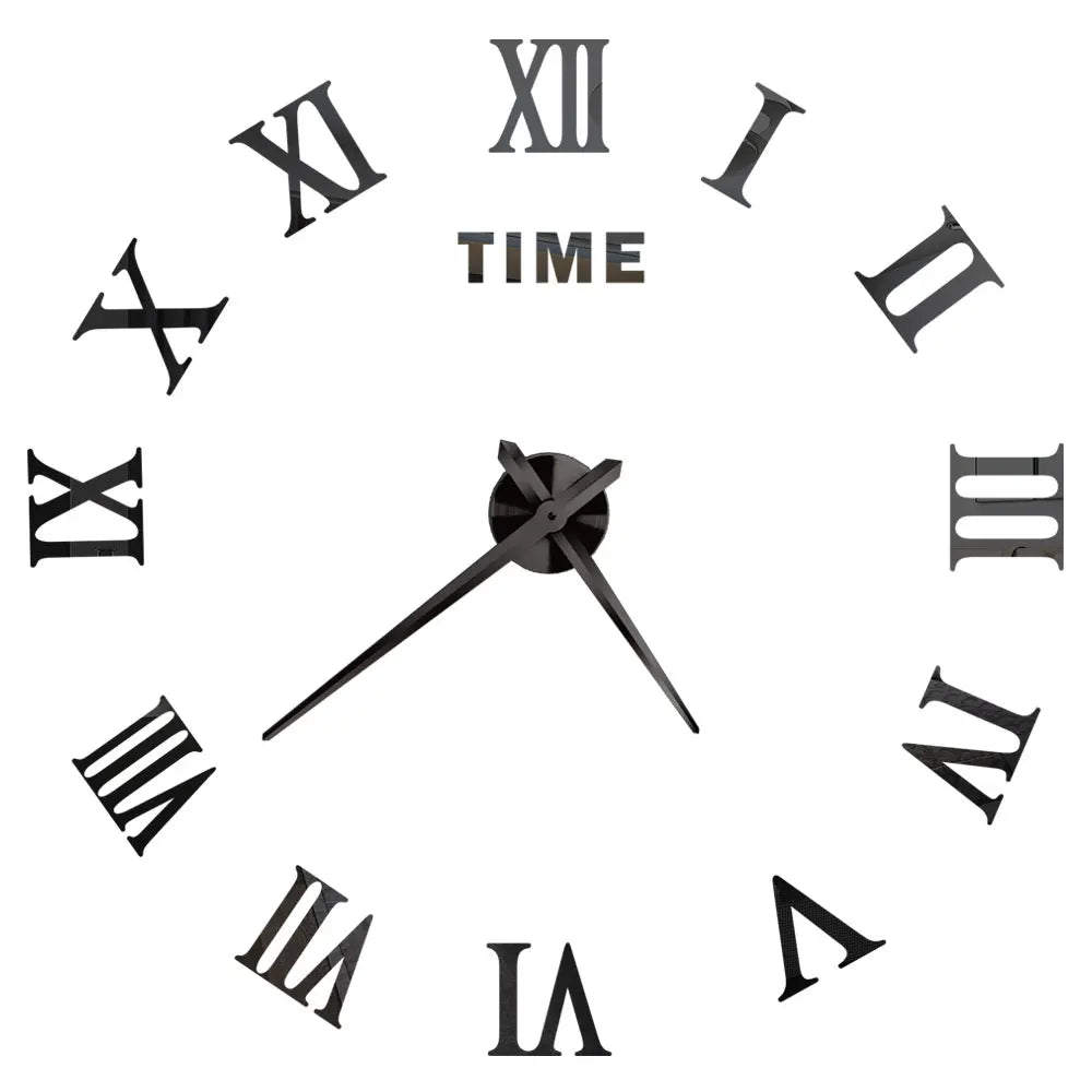 Large Wall Clock DIY 3D Self-adhesive Mirror Acrylic Wall Clock for Kitchen Dining Room Living Room Creative Home Decor | Karnz