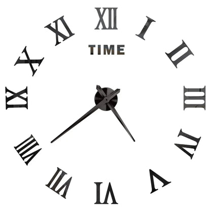 Large Wall Clock DIY 3D Self-adhesive Mirror Acrylic Wall Clock for Kitchen Dining Room Living Room Creative Home Decor | Karnz
