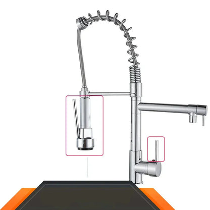 Pull-out Faucet with Double Spout – Flexible Faucet for Sinks, High Pressure, Swivel, Ideal for Modern Kitchens, Easy Installation | Karnz
