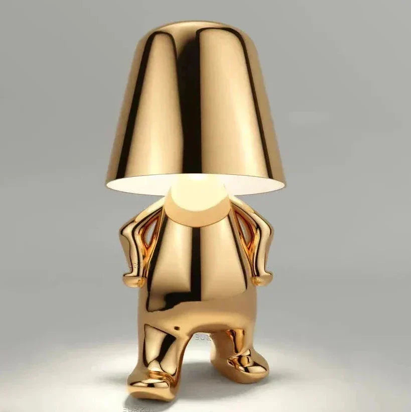 Golden Man LED Thinking Table Lamp – Playful Nightstand Lamp for Bedroom & Decor | Kalsten