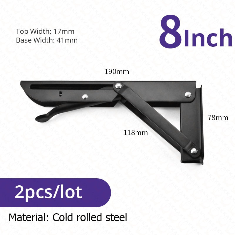 Kalsten | 2-piece set collapsible shelf brackets, heavy-duty, made of stainless steel for tables, motorhomes and space-saving