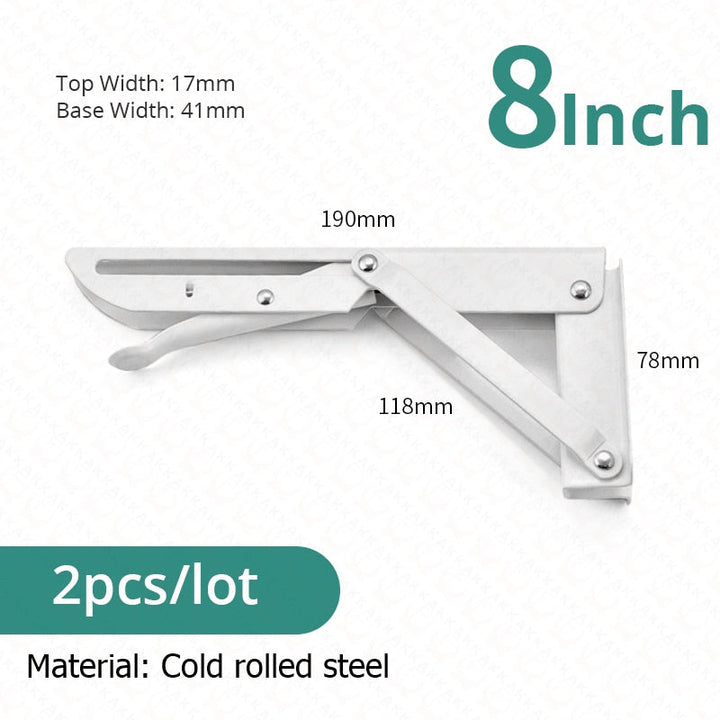 Kalsten | 2-piece set collapsible shelf brackets, heavy-duty, made of stainless steel for tables, motorhomes and space-saving