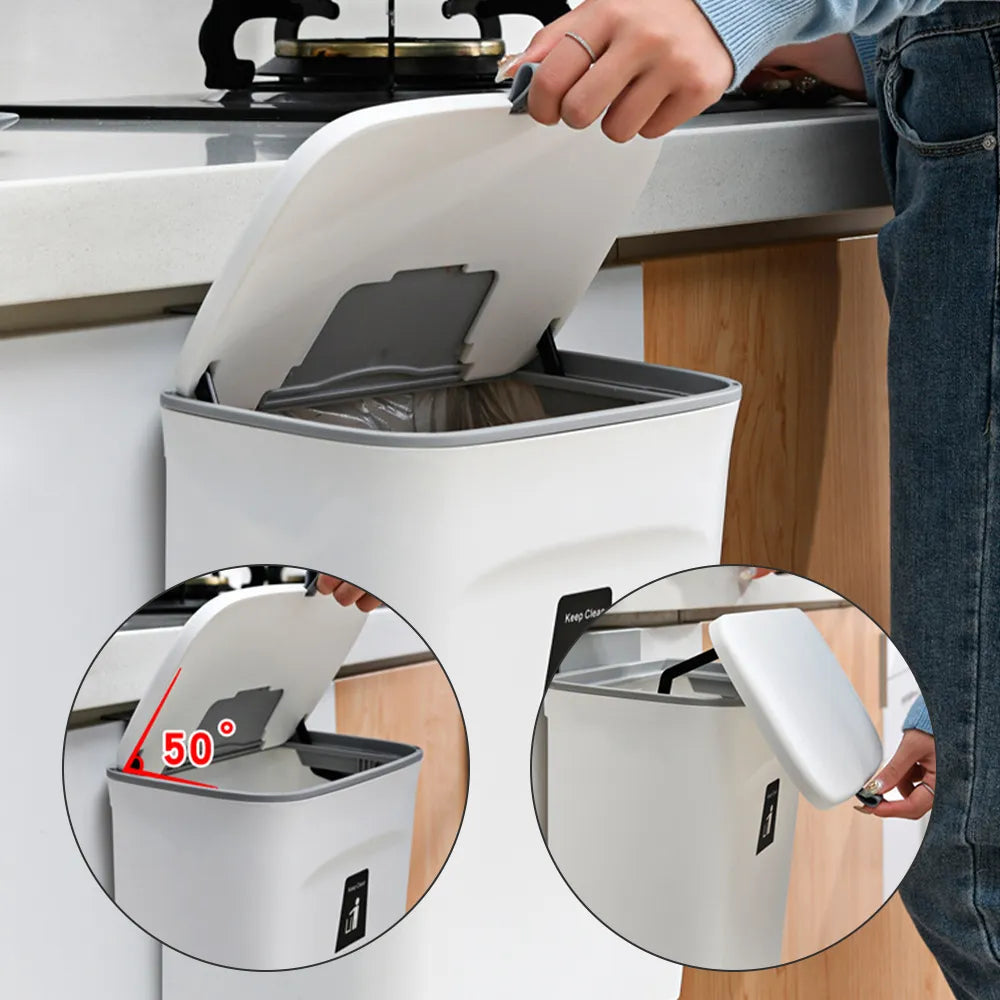 Skanto Skanto | JYPS 7/9L Large Capacity Hanging Trash Can - Wall Mounted Kitchen Recycling Bin with Lid, Ideal for Bathroom and Kitchen Use