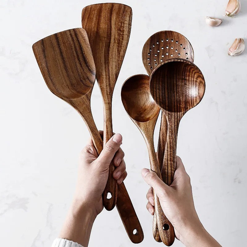 Brehn | TeakChef 7-piece Kitchen Utensil Set – Premium Teak Kitchen Tools for Style &amp; Functionality