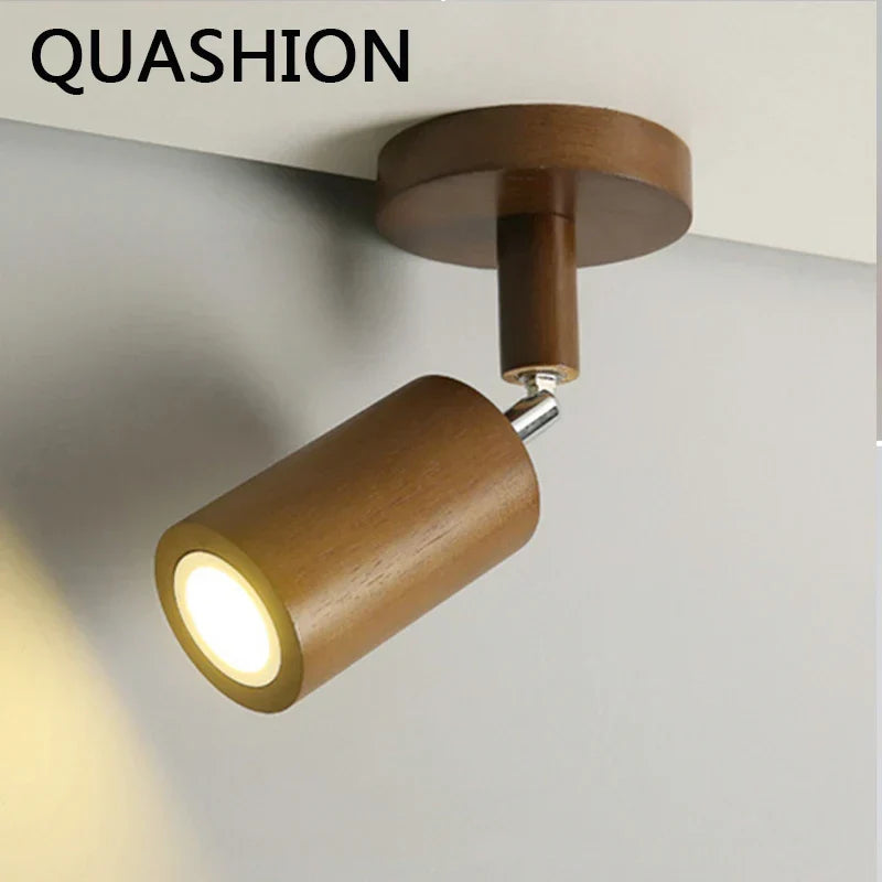 Nordic LED Wall Lamp – Solid Wood Ceiling Spotlight with Adjustable Downlight for Aisle, Stairs, and Home Decor, AC 90-260V | Kalsten