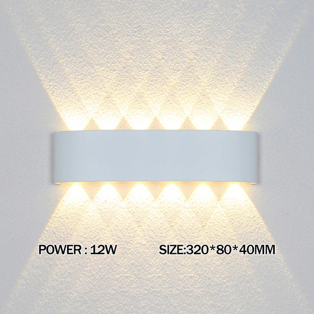 LED Wall Lamp Outdoor Waterproof Up And Down Luminous Lighting Garden Decoration AC85-265V Wall Lights for Bedroom Living Room | Kalsten