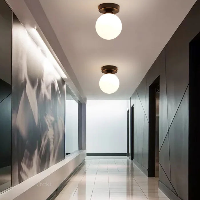 Modern Nordic Ceiling Light – Round Glass Ball Fixture for Bedroom, Dining Room, and Foyer | Kalsten