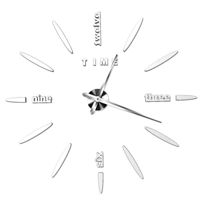 Large Wall Clock DIY 3D Self-adhesive Mirror Acrylic Wall Clock for Kitchen Dining Room Living Room Creative Home Decor | Karnz