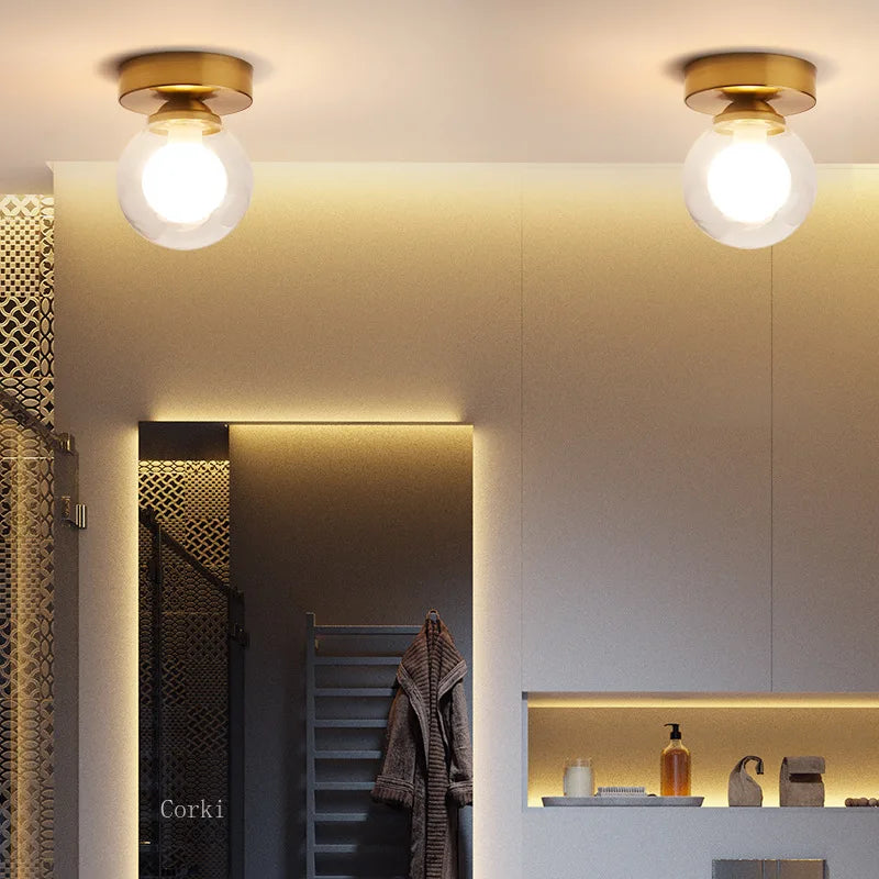 Modern Nordic Ceiling Light – Round Glass Ball Fixture for Bedroom, Dining Room, and Foyer | Kalsten