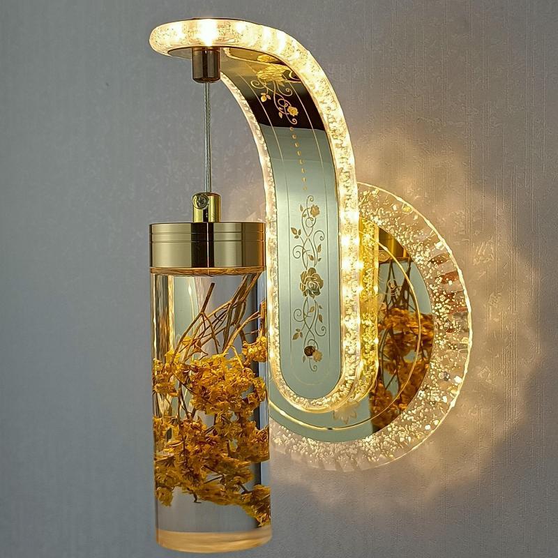 Elegant Crystal Flower Dimming Wall Lamp | Kalsten