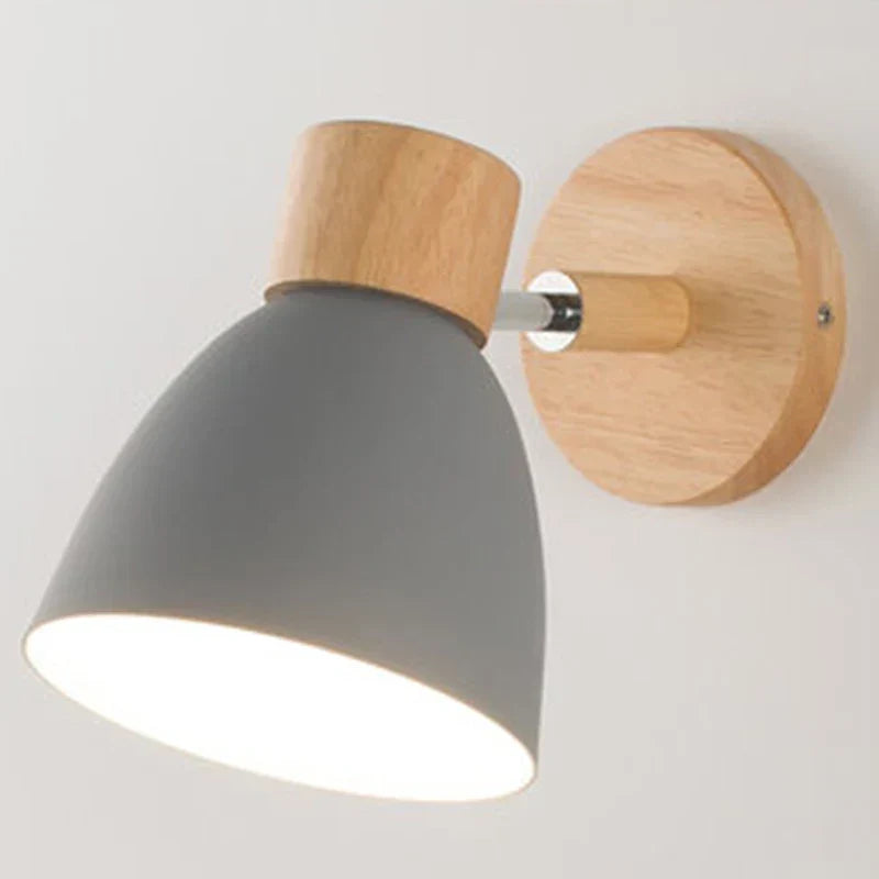 Kalsten | LumoNord Macaron Wall Lamp | Wood & Metal | 90° Swiveling Lamp Head | Scandinavian Design | E27 Socket (without bulb)