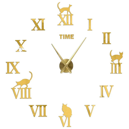 Large Wall Clock DIY 3D Self-adhesive Mirror Acrylic Wall Clock for Kitchen Dining Room Living Room Creative Home Decor | Karnz