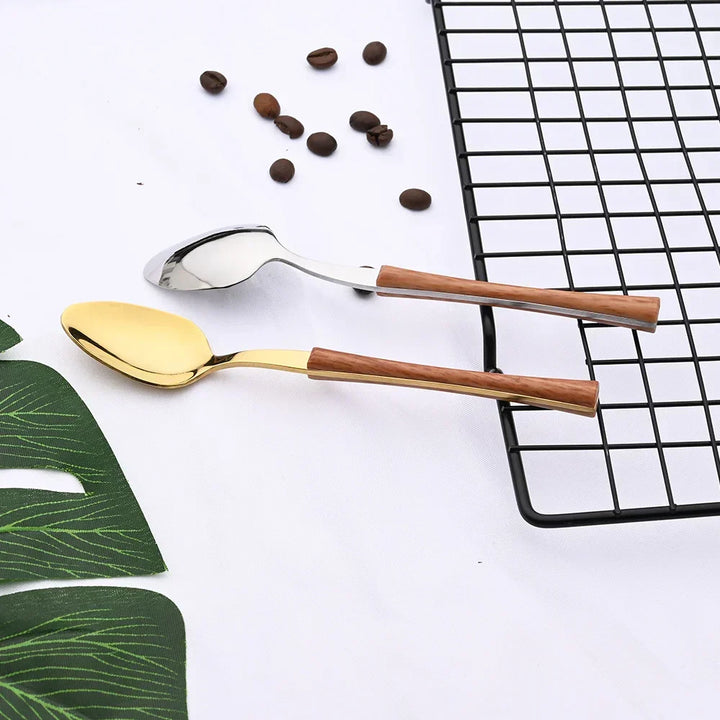 Rustic Dining Stainless Steel Cutlery with Wooden Handles