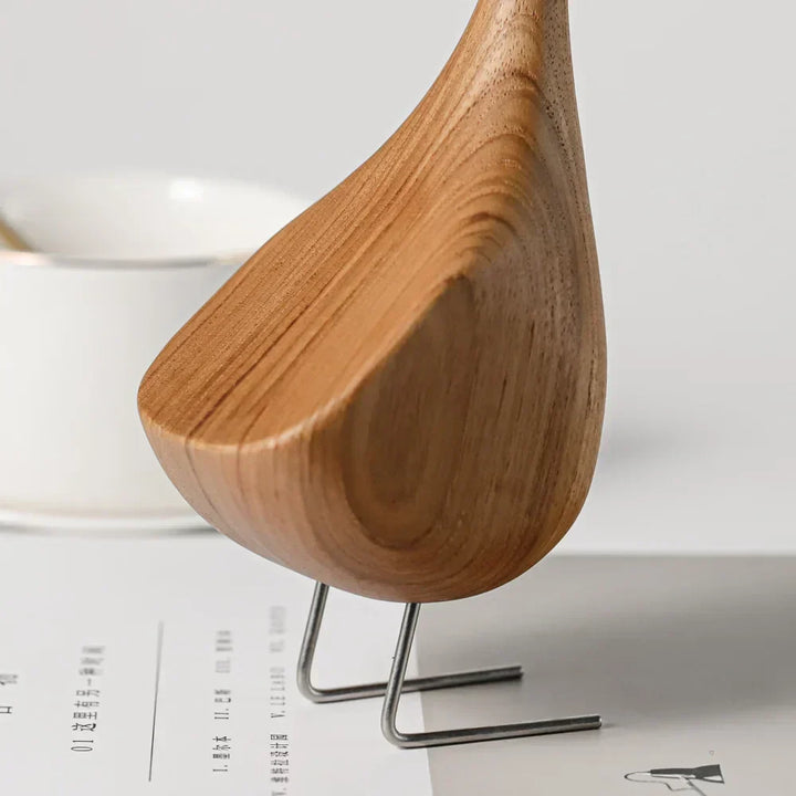 Kalsten | Nordic Wooden Goose Figures Abstract Teak Wood Sculpture Love Couple Figures Natural Animal Ornaments for Home Decoration