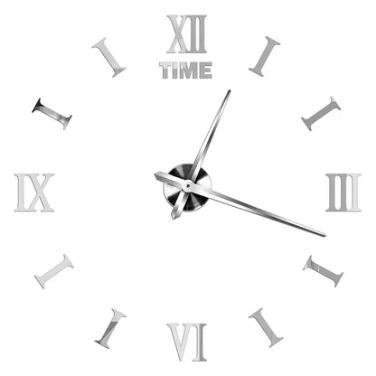 Large Wall Clock DIY 3D Self-adhesive Mirror Acrylic Wall Clock for Kitchen Dining Room Living Room Creative Home Decor | Karnz