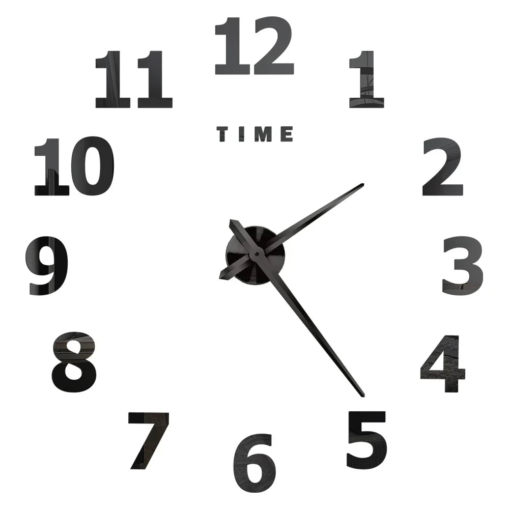 Large DIY 3D Mirror Acrylic Wall Clock for Kitchen, Dining Room, Living Room | Skanto