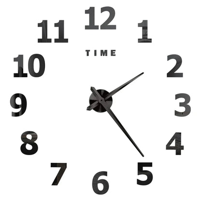 Large DIY 3D Mirror Acrylic Wall Clock for Kitchen, Dining Room, Living Room | Skanto