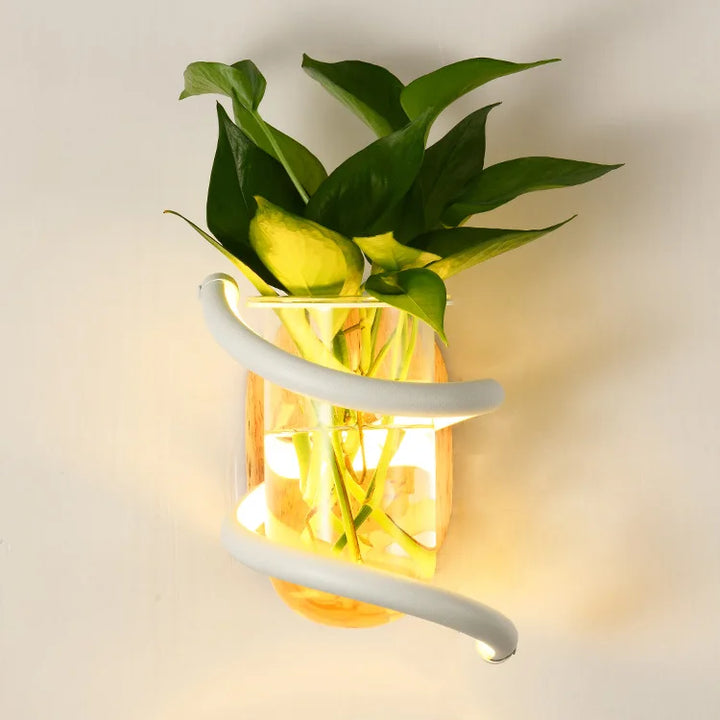 Nordic Unique Wooden Outdoor Wall Vase Lamp | Kalsten