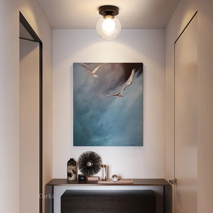 Modern Nordic Ceiling Light – Round Glass Ball Fixture for Bedroom, Dining Room, and Foyer | Kalsten