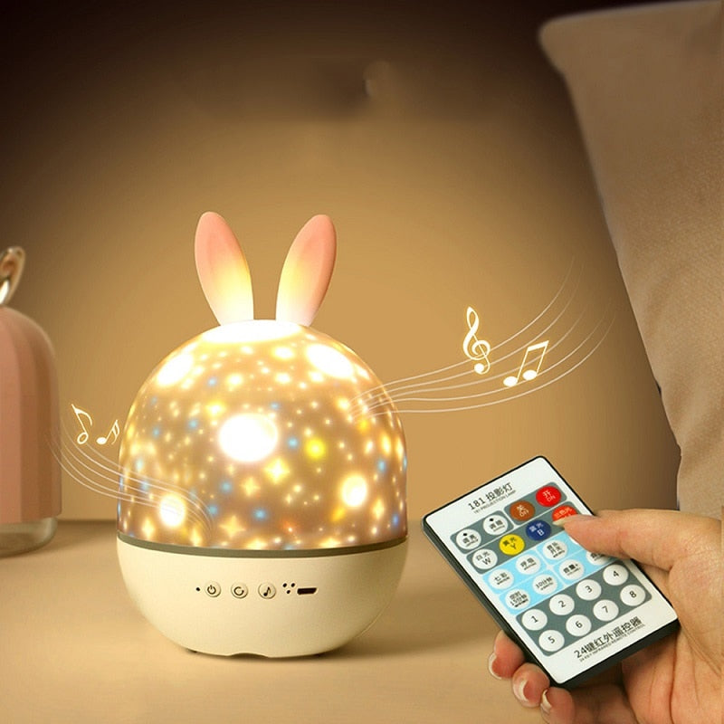 LED Universe Stars Bunny Projector Night Light | Kalsten