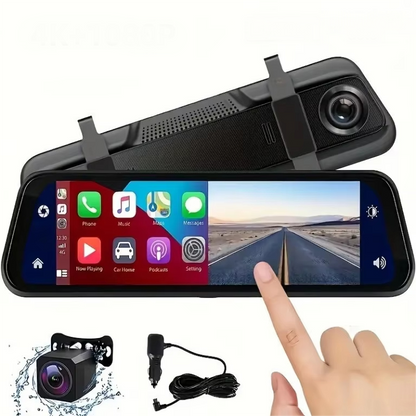 Skanto | VisionMirror Pro – Ultra HD Mirror Dash Cam with Wireless CarPlay & Android Auto