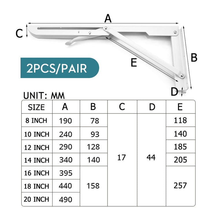 Foldable Stainless Steel Shelf Hooks – 2-Pack, Heavy Duty