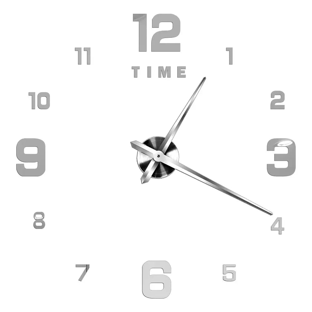 Large Wall Clock DIY 3D Self-adhesive Mirror Acrylic Wall Clock for Kitchen Dining Room Living Room Creative Home Decor | Karnz