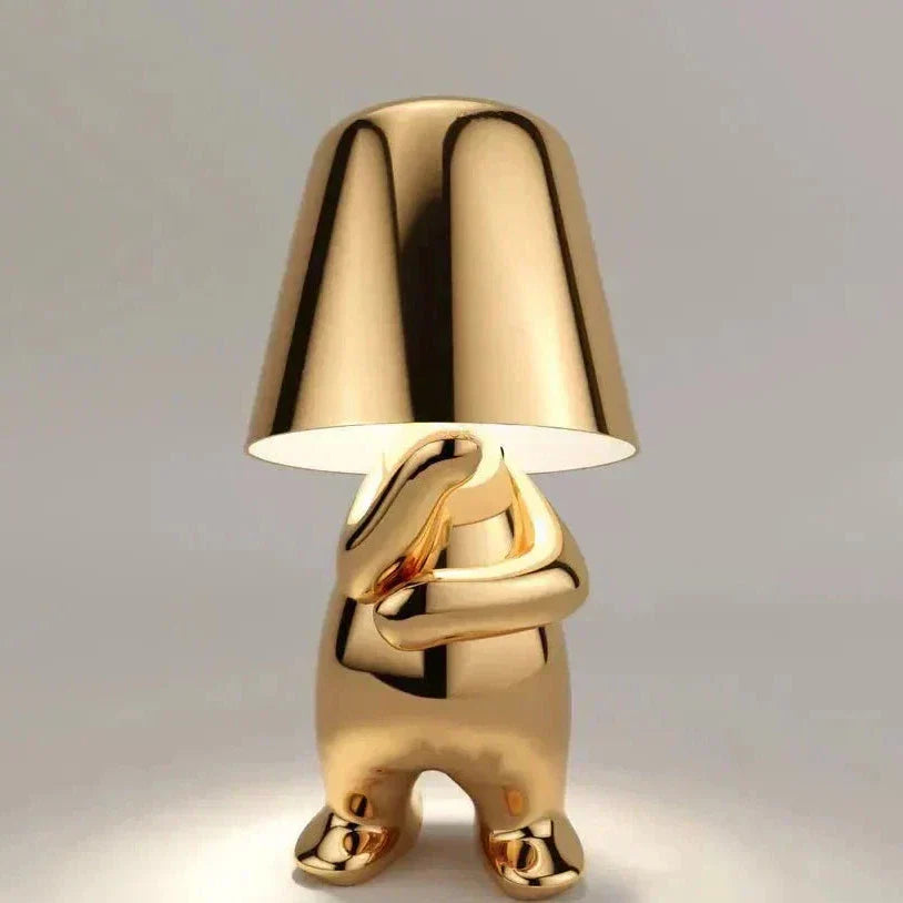 Golden Man LED Thinking Table Lamp – Playful Nightstand Lamp for Bedroom & Decor | Kalsten