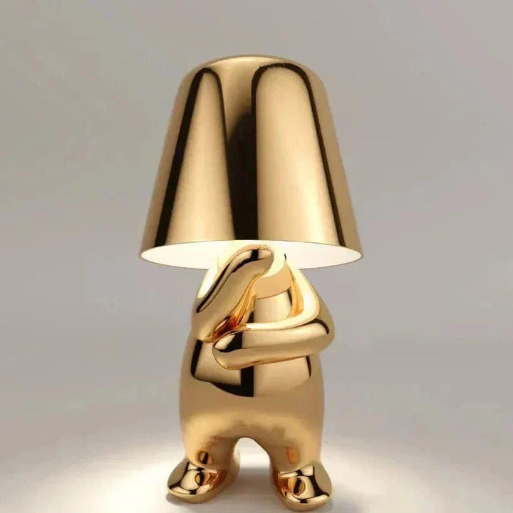 Golden Man LED Thinking Table Lamp – Playful Nightstand Lamp for Bedroom & Decor | Kalsten