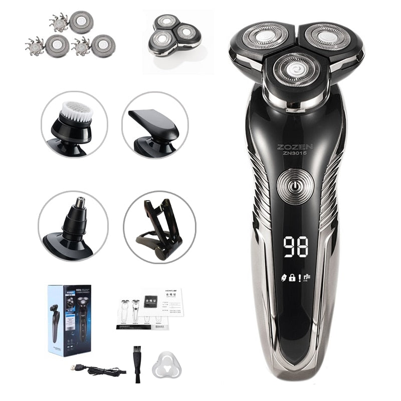 Skanto | Rechargeable Wet & Dry Electric Shaver for Men – Waterproof Grooming with LCD Display