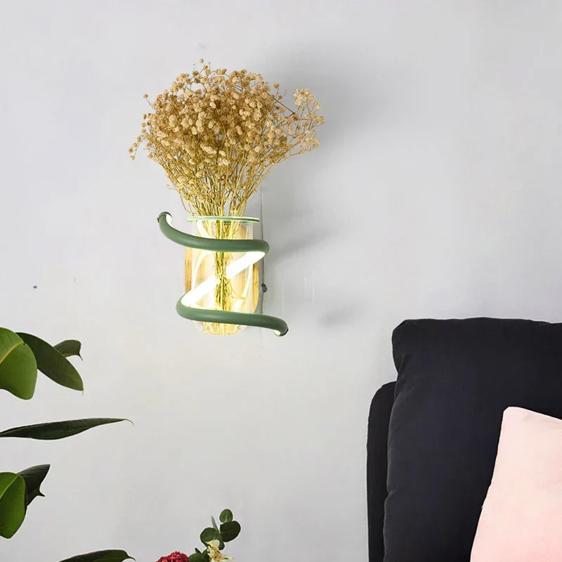 Nordic Unique Wooden Outdoor Wall Vase Lamp | Kalsten
