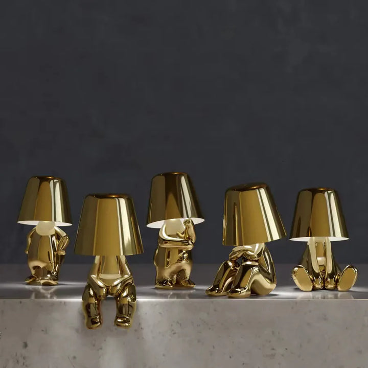 Golden Man LED Thinking Table Lamp – Playful Nightstand Lamp for Bedroom & Decor | Kalsten