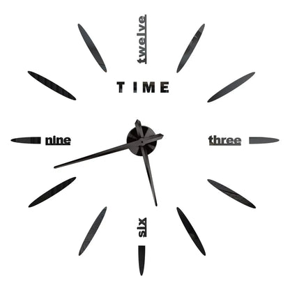 Large Wall Clock DIY 3D Self-adhesive Mirror Acrylic Wall Clock for Kitchen Dining Room Living Room Creative Home Decor | Karnz