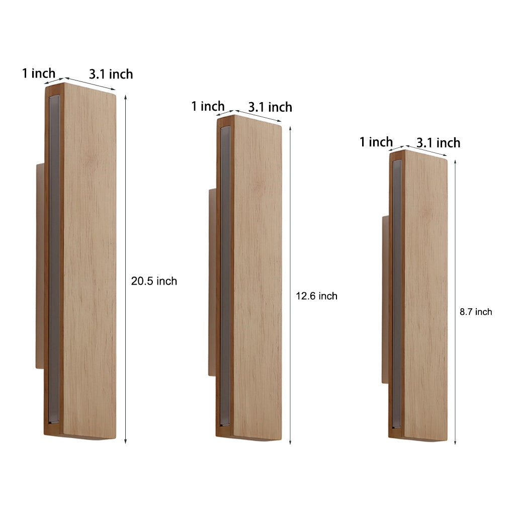 Rotatable Minimalist Rectangular Wood Led Wall Lamp Wall Lights Fixture | Kalsten