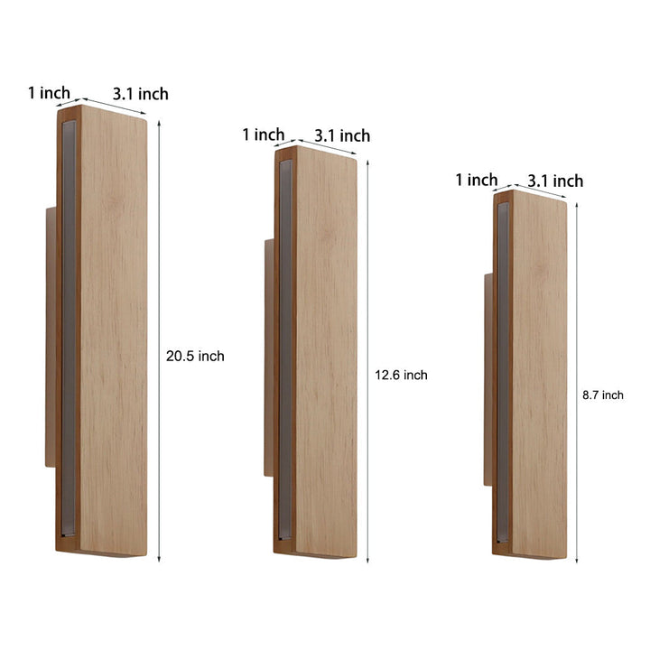 Rotatable Minimalist Rectangular Wood Led Wall Lamp Wall Lights Fixture | Kalsten
