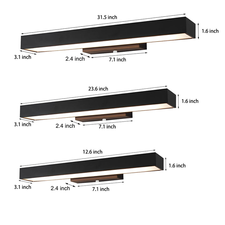 Outdoor Motion Sensor Black Rectangle Wall Light | Kalsten